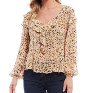 Democracy Floral Print Ruffle Blouse